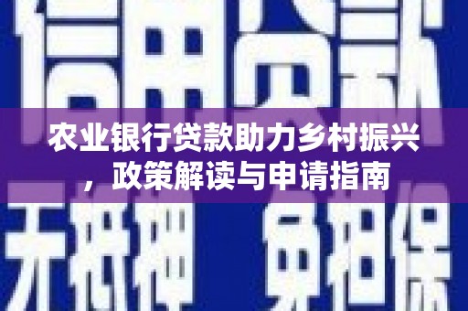 衢州农业银行贷款助力乡村振兴，政策解读与申请指南